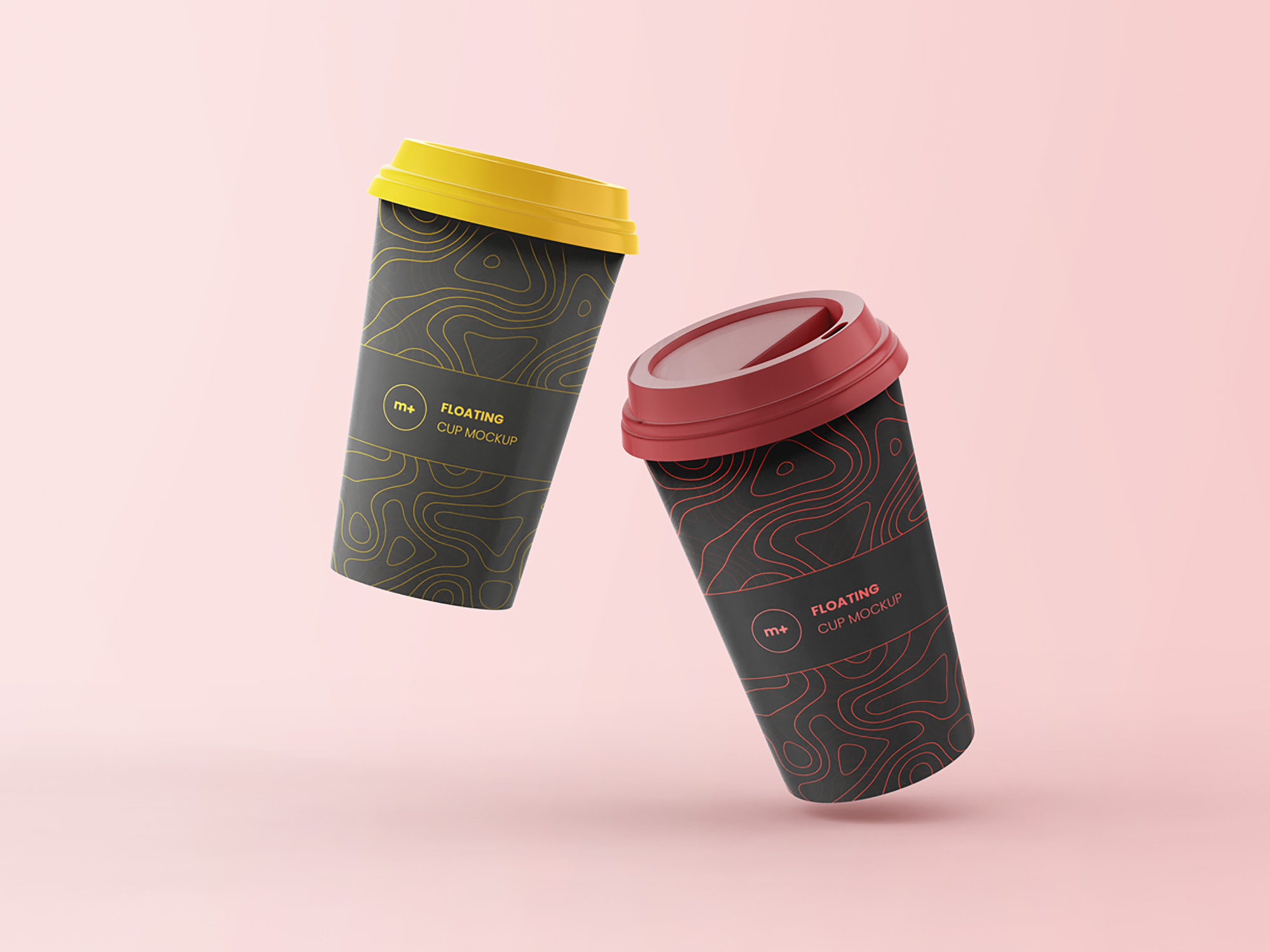 Two Floating Coffee Cups Mockup