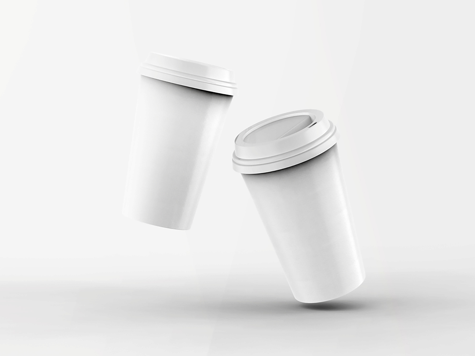 Two Floating Coffee Cups Mockup