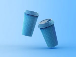Two Floating Coffee Cups Mockup