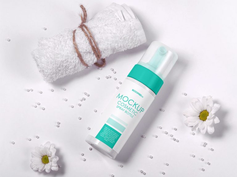 Cosmetic Spray Bottle Mockup Scene