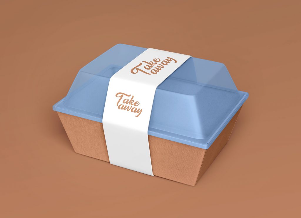 Free Take Away Plastic Box Food Container Mockup