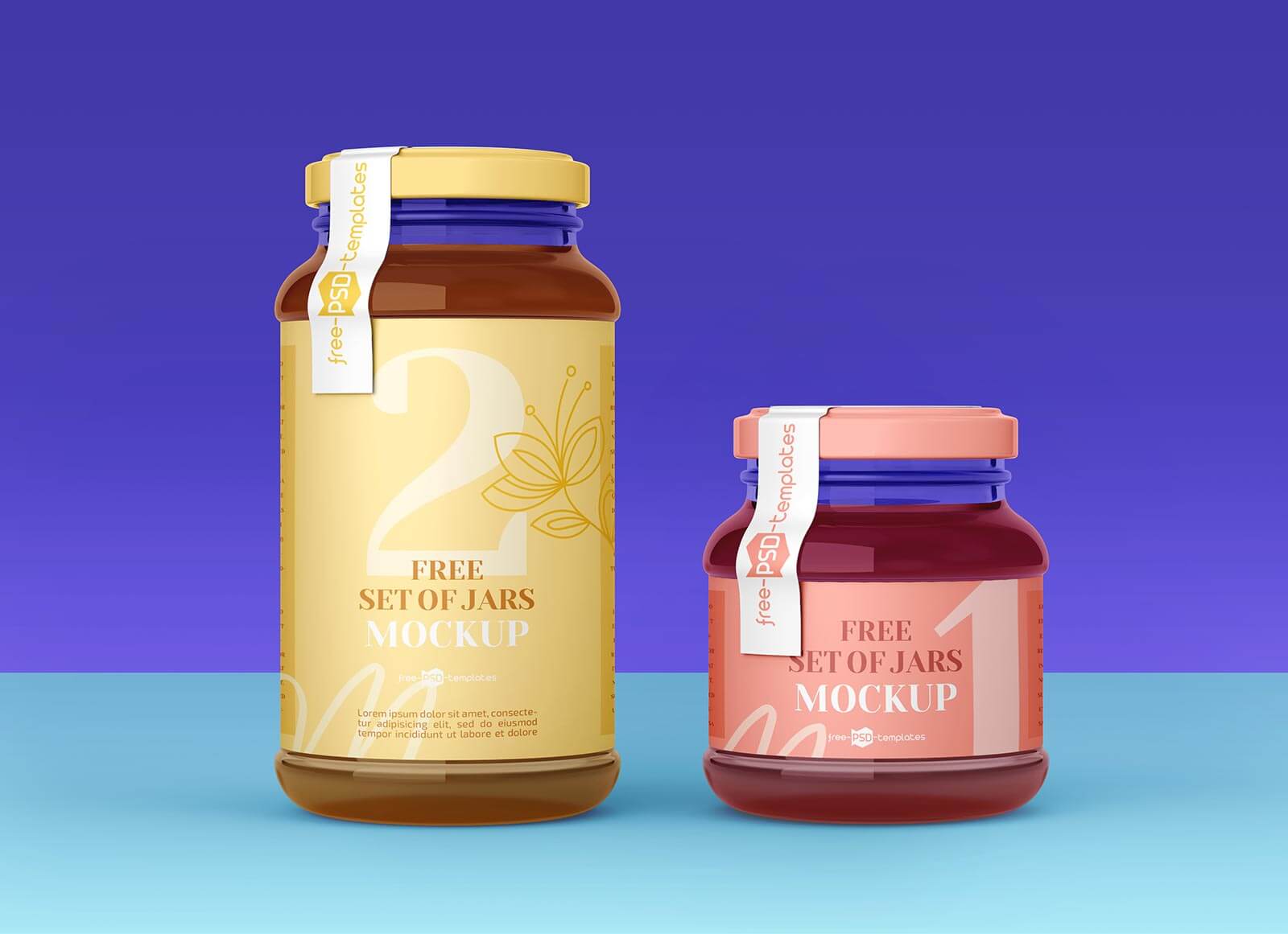 Free 2 jam Jar Set Mockup