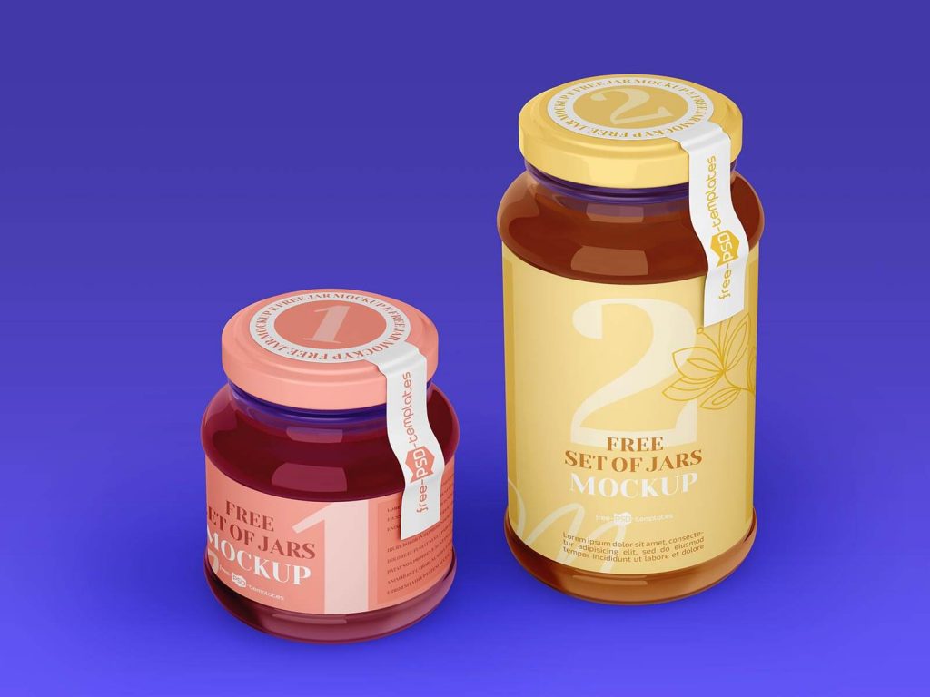 Free 2 jam Jar Set Mockup