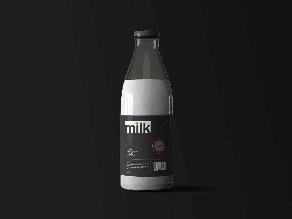 Classic milk glass bottle mockup