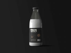 Classic milk glass bottle mockup