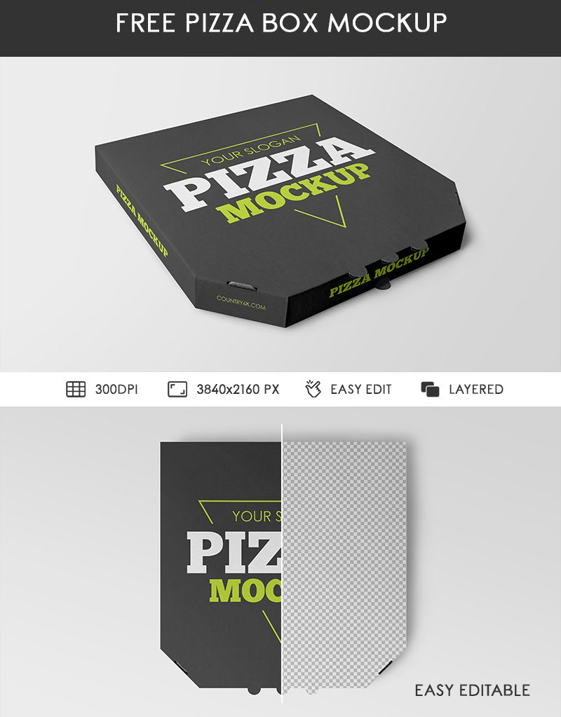 2 Pizza Box Mockup PSD Set