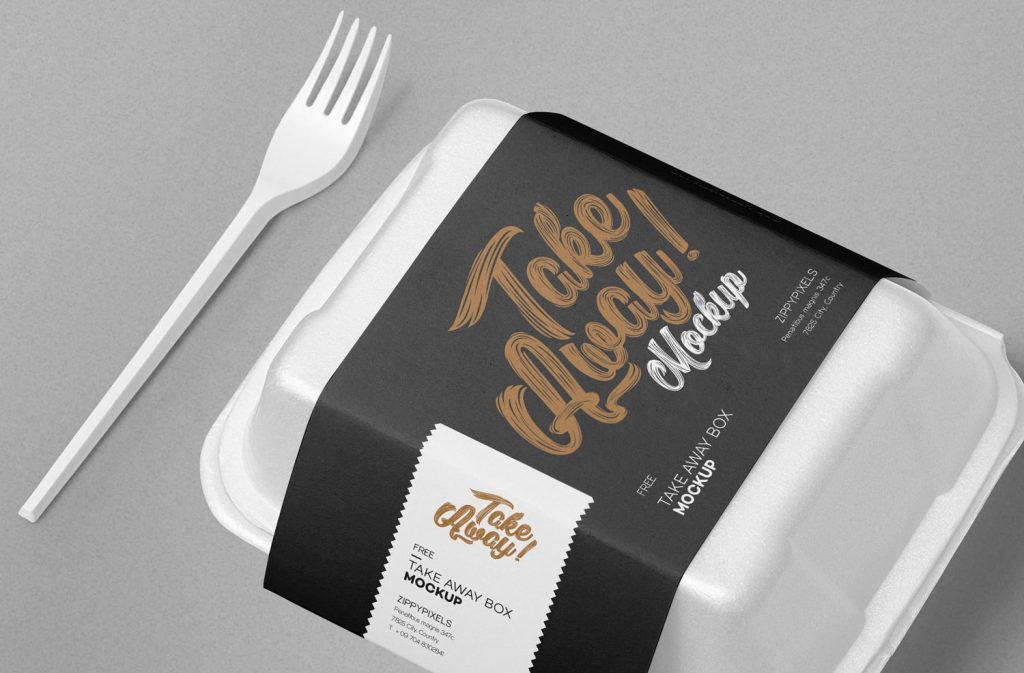 Disposable Food Packaging Mockup with fork