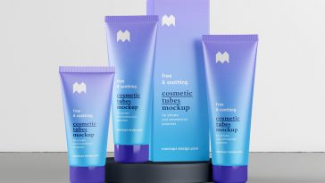Download Free Yellow Cosmetic Tube And Box Mockups Free Package Mockups PSD Mockup Templates
