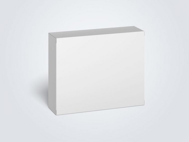 Download Free Cardboard Box Mockup Square Slim Size Standing Box Free Package Mockups