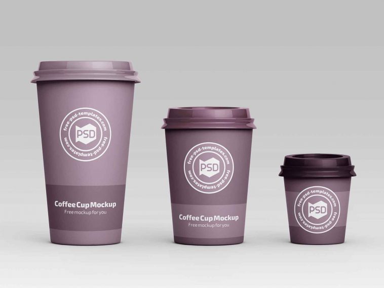 Download Free 3 Size Coffee Cup Mockups Free Package Mockups