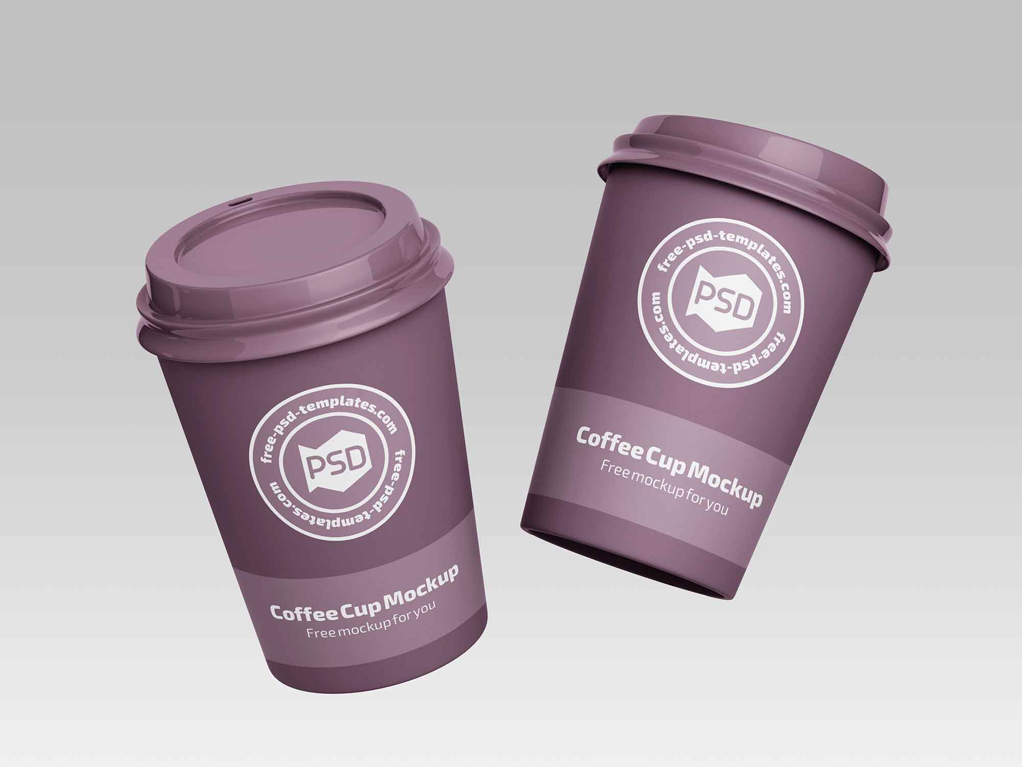 Floating 2 Coffee Cup Mockup