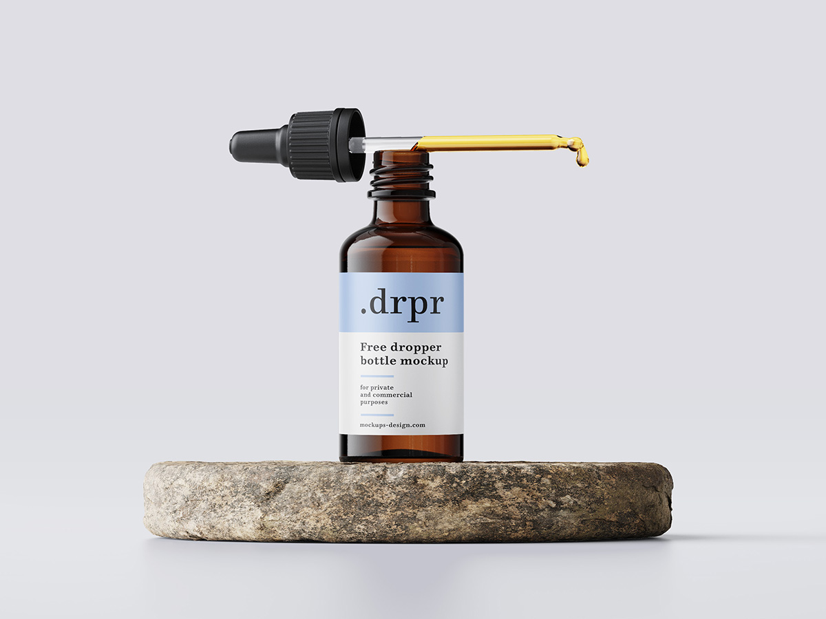 Dropper Glass Bottle with Box Mockup