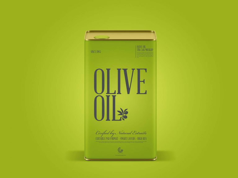 Free Olive Oil Can Mockup PSD