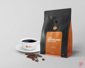 Coffee Bag and Cup Packging Mockup
