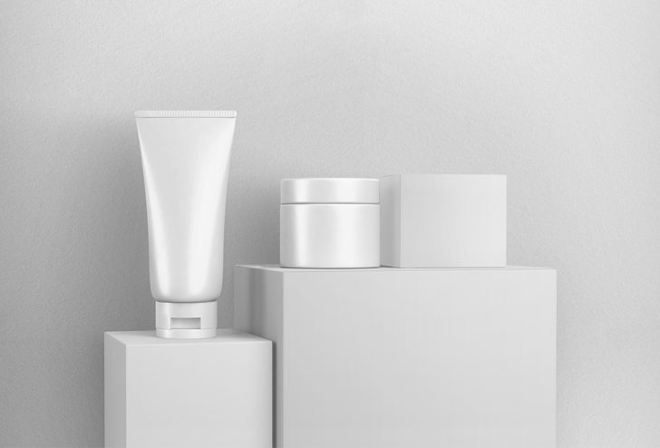 Free Cosmetic Tube and Cream Jar Mockup with Package Box