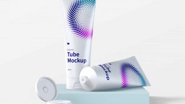 Download Free Yellow Cosmetic Tube And Box Mockups Free Package Mockups PSD Mockup Templates