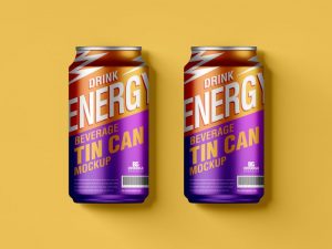 Free Beverage Tin Cans Mockup