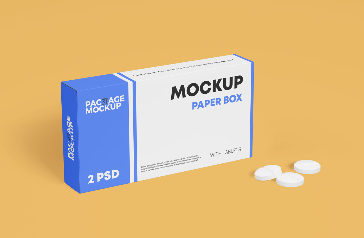 Download Free Medicine Tablet With Packaging Paper Box Mockup Set Free Package Mockups