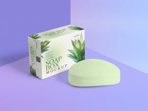 Free Soap Packaging Box and Soap Mockup