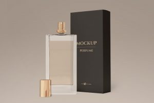 Perfume Bottle and Box Mockup