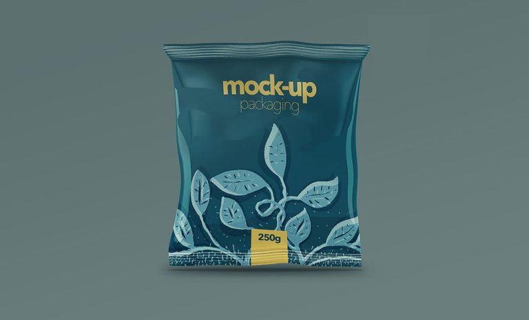 Free Small Square 250g Snack Packet Mockup