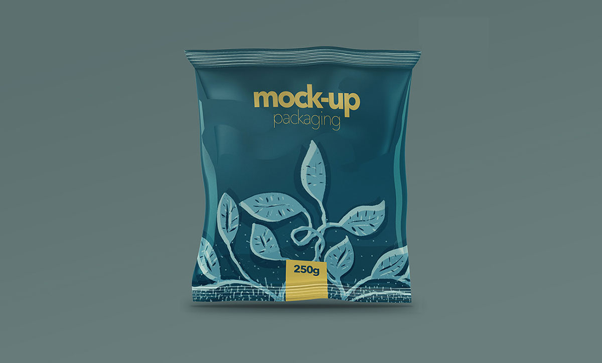 Free Small Square 250g Snack Packet Mockup