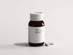 Free Mini Pills Bottle Mockup PSD