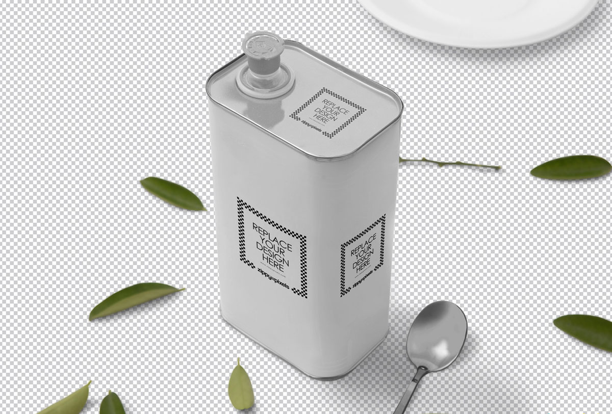 Oil Metal Tin Can Mockup