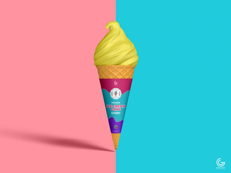 Download Free Cone Ice Cream Package Wrapper Mockup Free Package Mockups