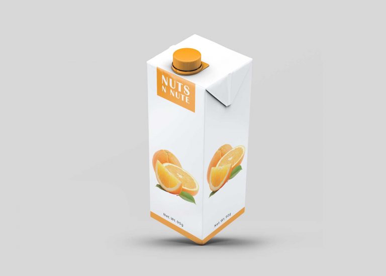 Free orange Juice Carton Tetra Pack Mockup