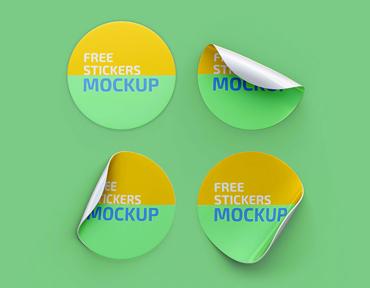 Round sticker mockup in gift box, logo sticker mockup.