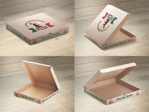 Free 4 Pizza Packaging Box Mockups Set