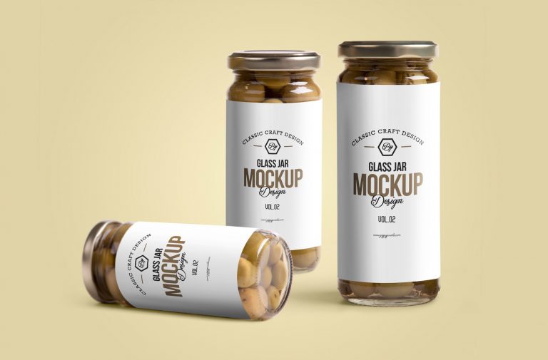 Pickel Bottle Tall Glass Jar Mockup