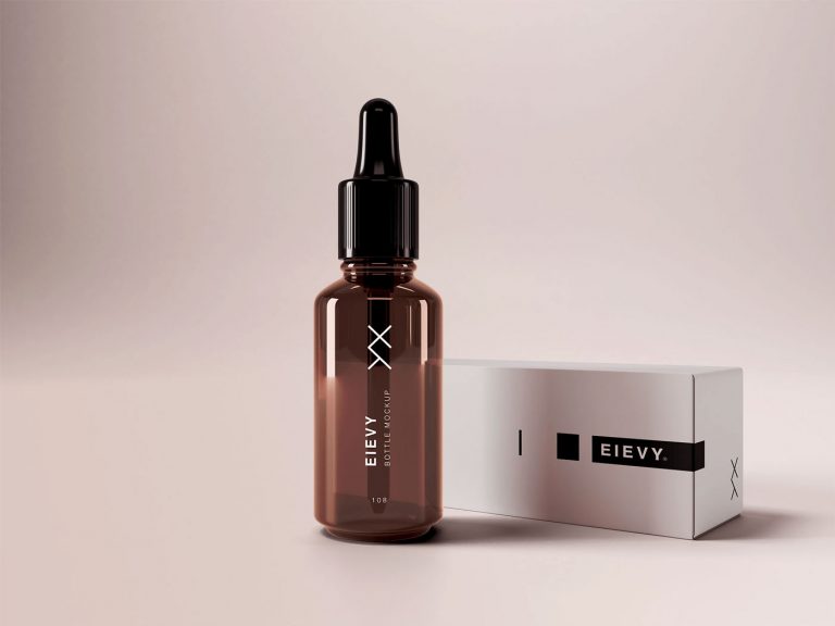 Dropper Bottle and Packaging Box Mockup
