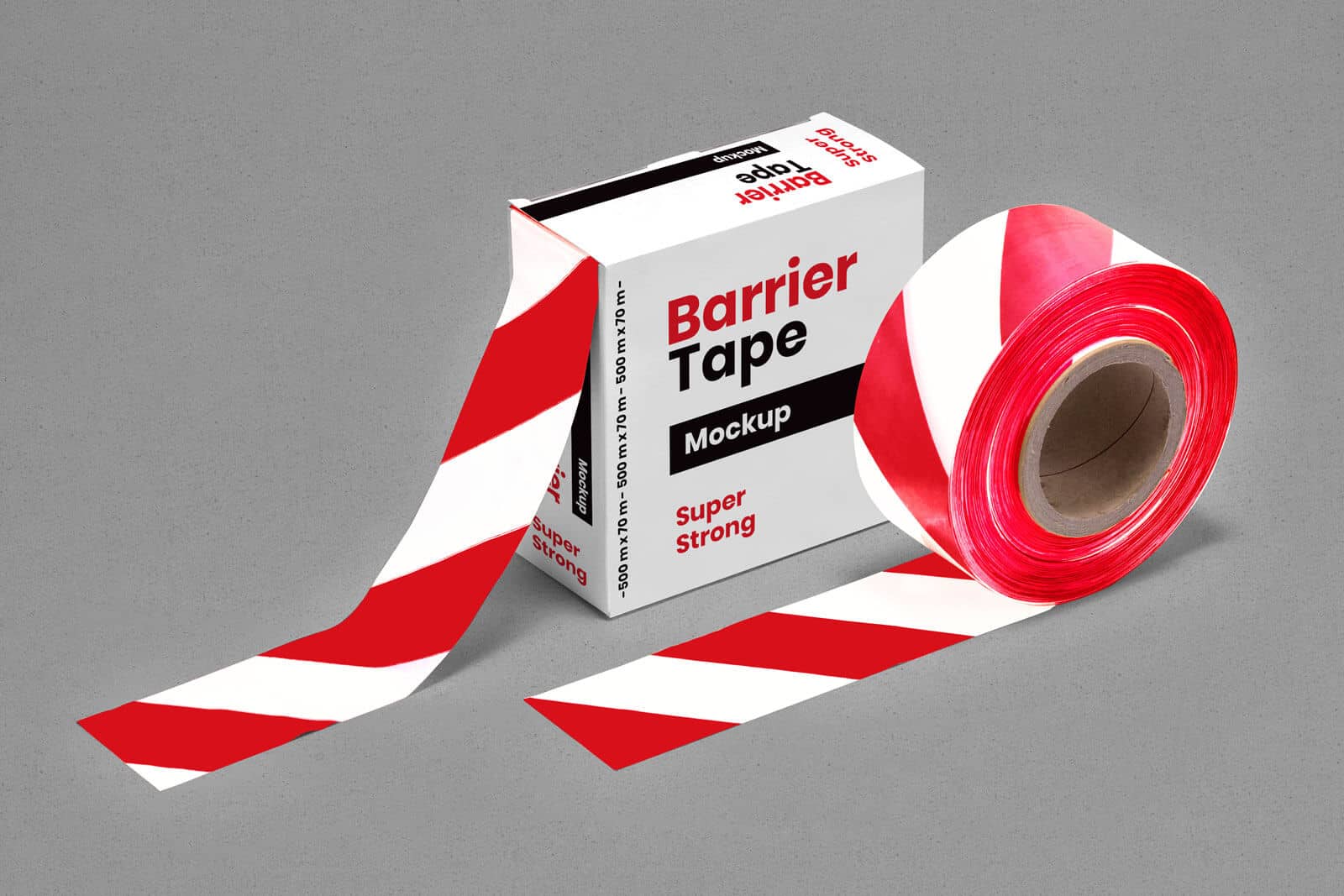 Free Barrier Barricade Tape Box Mockup PSD