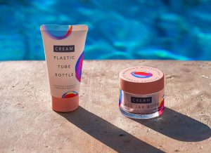 Cosmetic Tube and Glass Jar Mockup Outdoor Scene