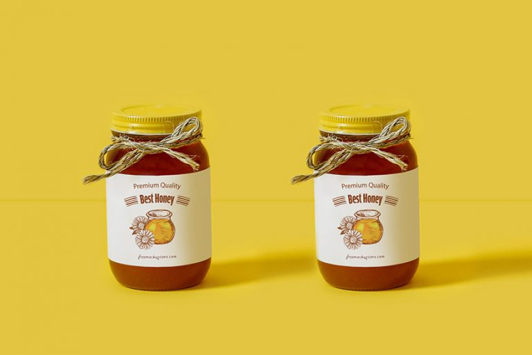 Honey Bottle Packaging Label Mockup