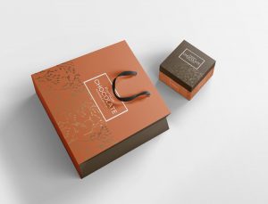 Shopper Bag and Gift Box Mockup