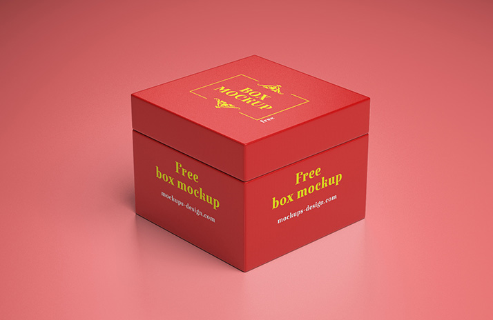 Square Gift Packaging Box Mockup