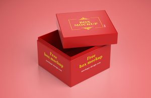 Square Gift Packaging Box Mockup