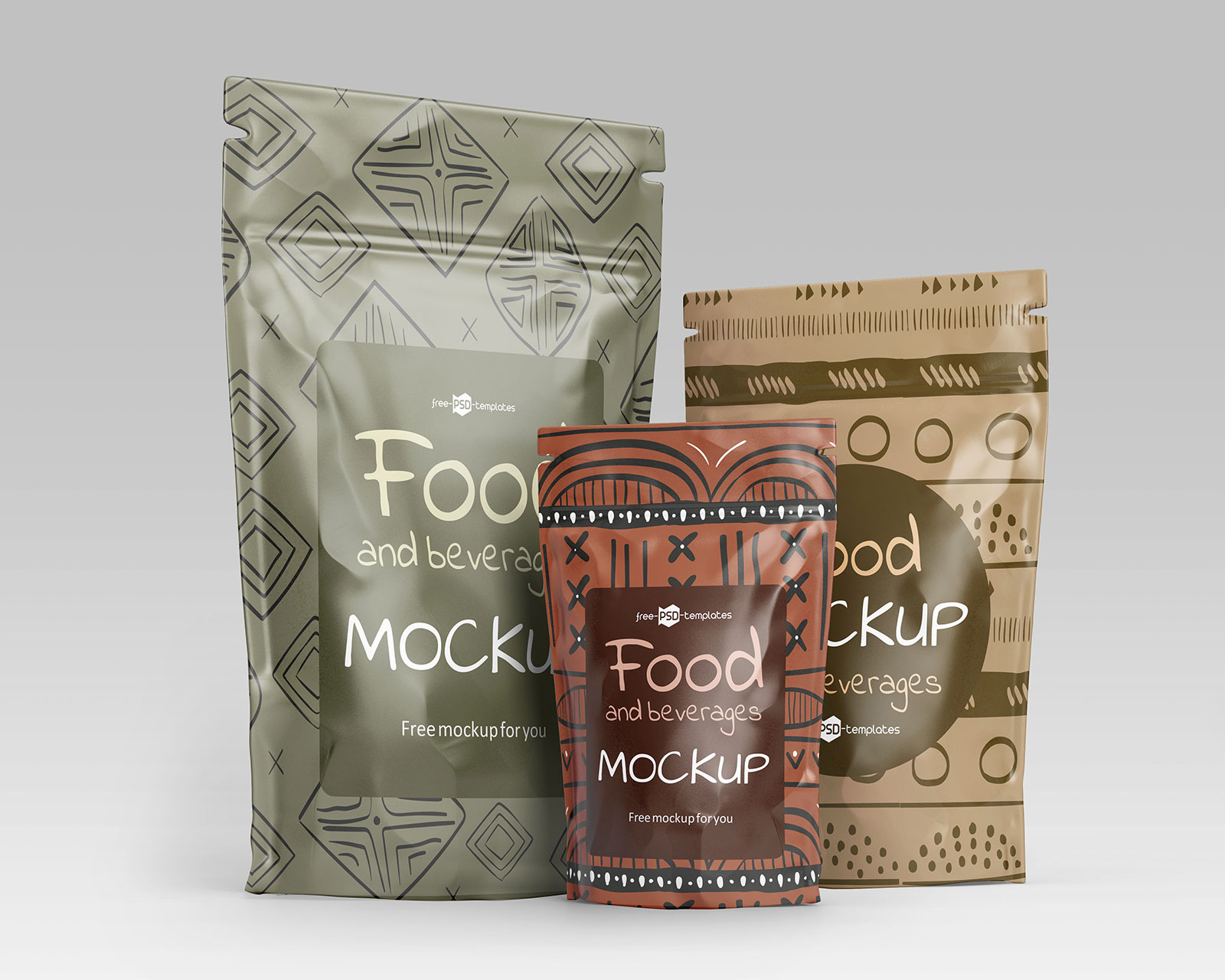 Download Free Stand Up Pouch Food Packaging Mockup Set Free Package Mockups