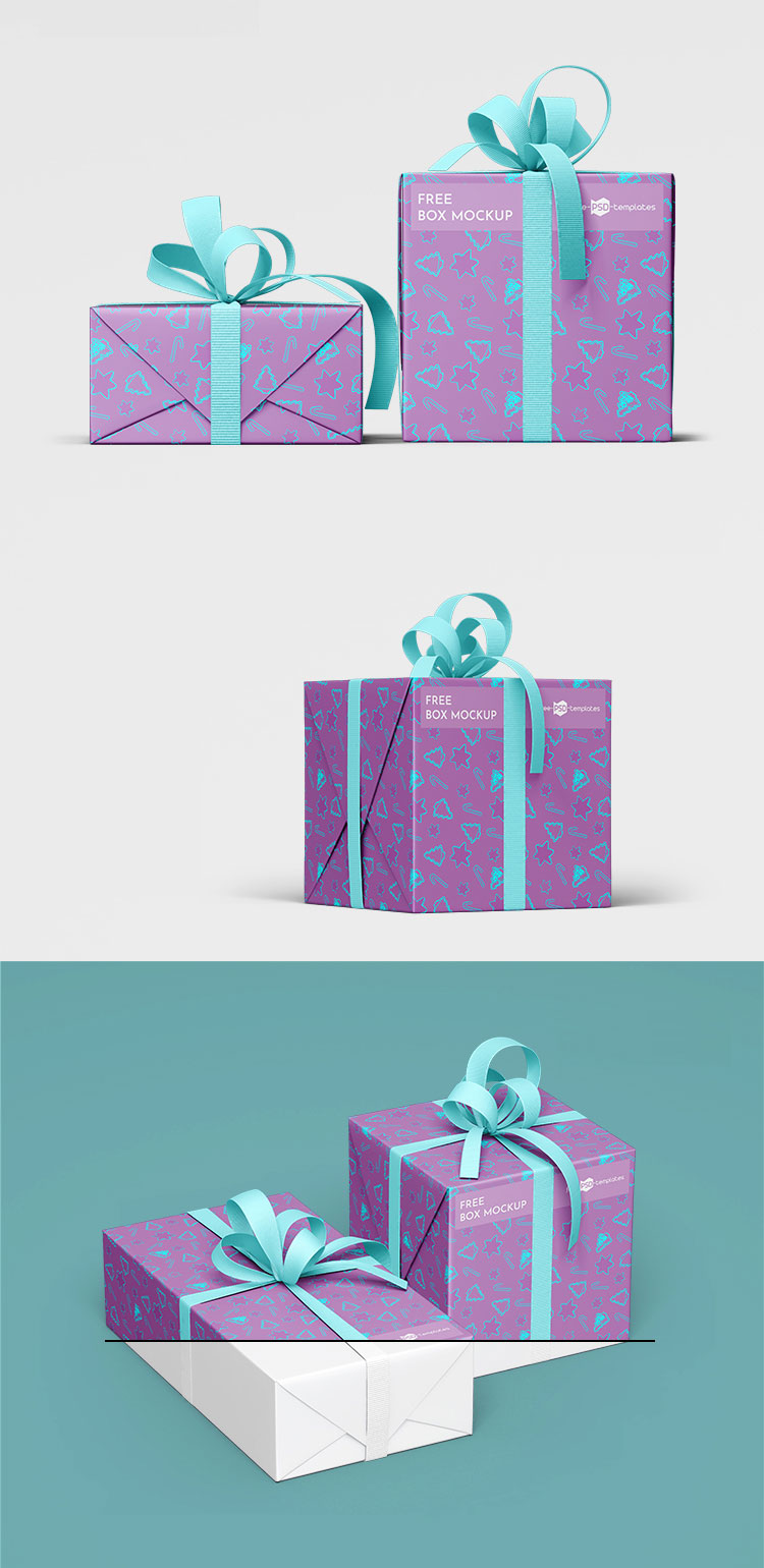 Christmas Gift Boxes Wrapping Paper Mockup