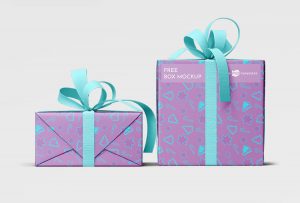 Christmas Gift Boxes Wrapping Paper Mockup