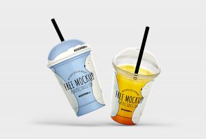 Free Disposable Plastic Juice Cup Mockup set