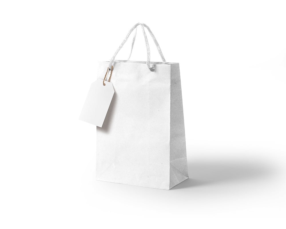 Kraft Paper Gift Bag Mockup with Tag Mockup