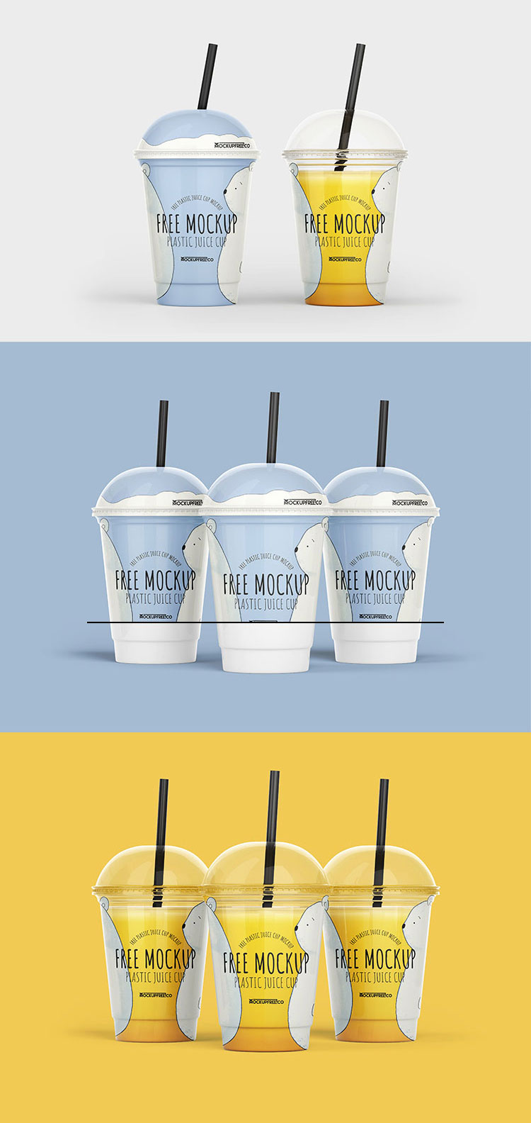 Free Disposable Plastic Juice Cup Mockup set