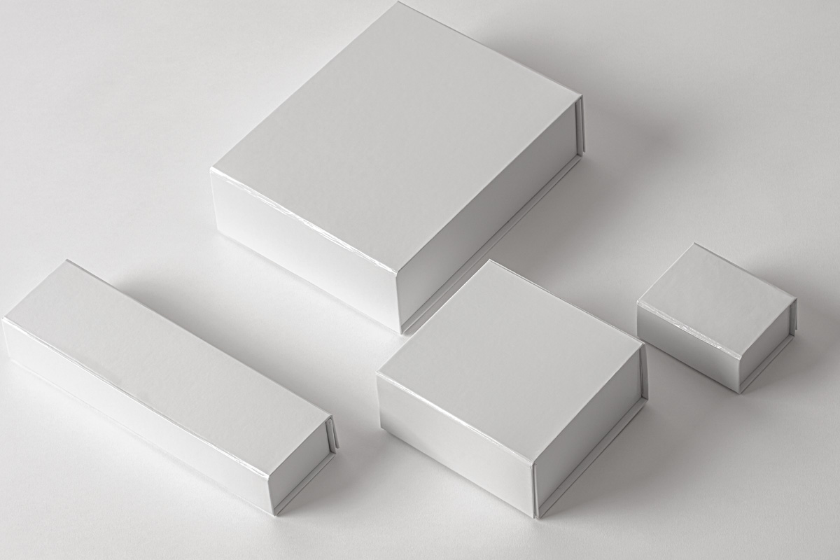 4 Different size Magnetic Boxes Packaging Mockup