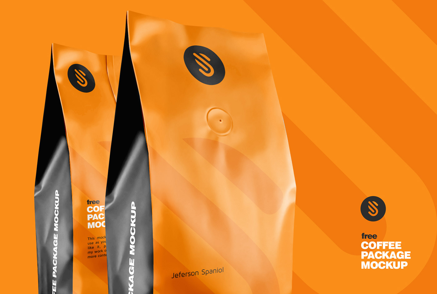 Free Coffee Bag Mockup Half Side View Front Back Package Mockup