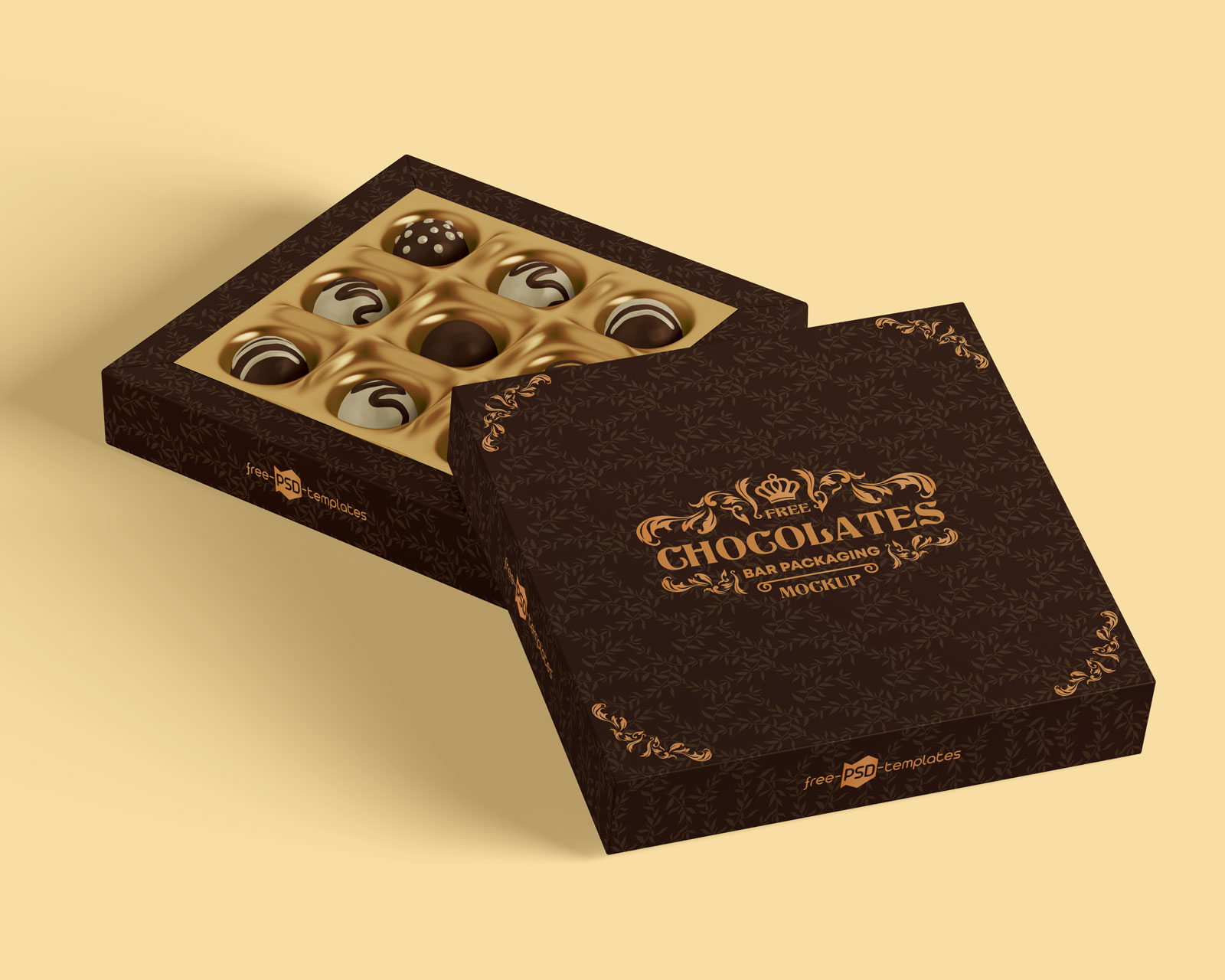 Free Luxury Chocolate Gift Box Mockup