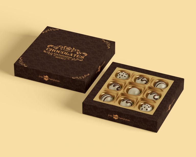 Free Luxury Chocolate Gift Box Mockup